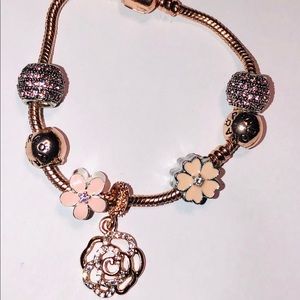 Pandora Rose Gold Camellia Dangle Charm
